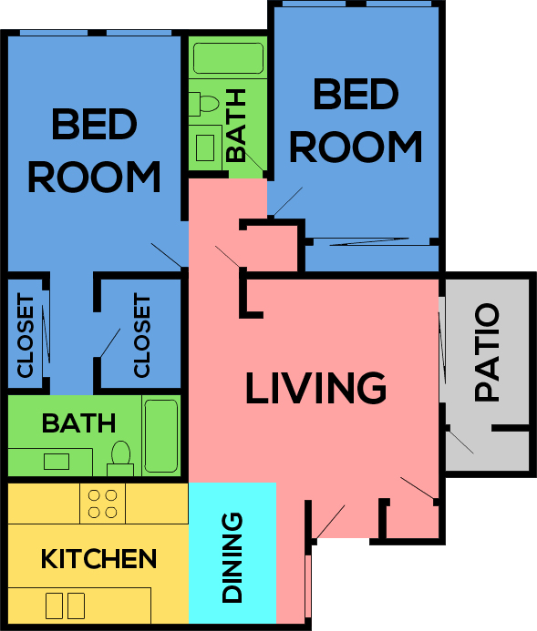 This image is the visual schematic representation of Floorplan C in Bellevue Apartments.