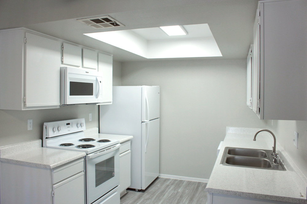 This photo is the visual representation of gourmet kitchens at Bellevue Apartments.