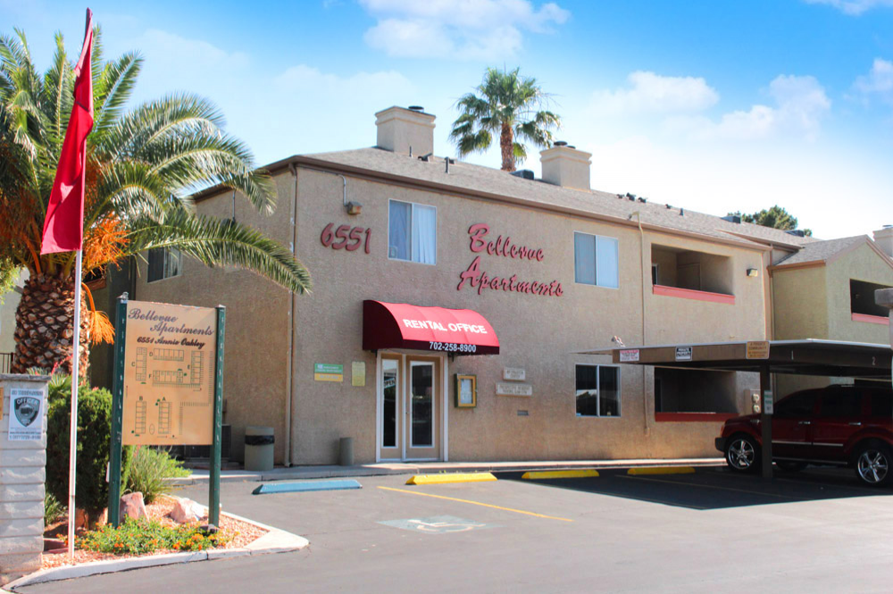 This image displayed is the exterior building view for Bellevue Sister Apartments website